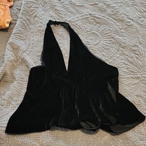 Express Black Velvet Halter Blouse